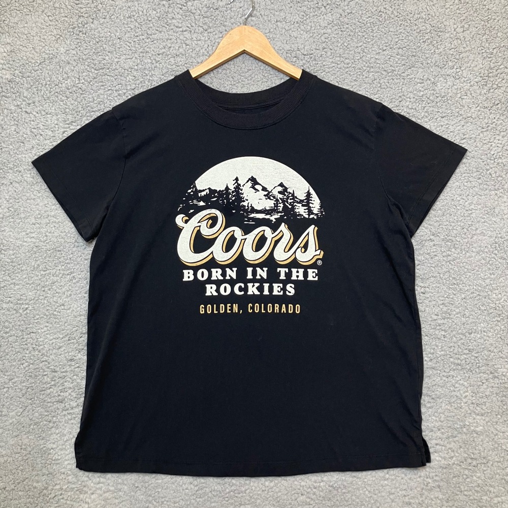 Coors Banquet Tee Women XL Black Born in the Rockies Colorado Mountains Outdoors